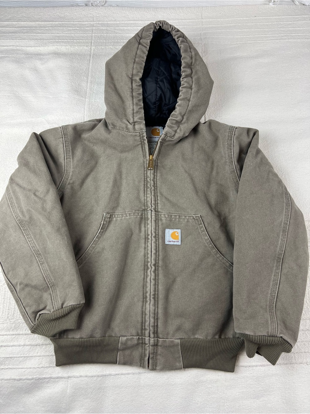 Vintage Carhartt Olive Brown Hooded boys Jacket